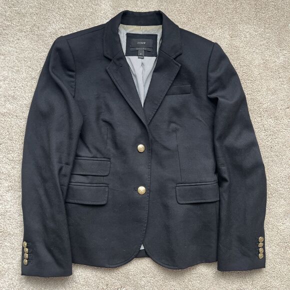 J Crew Schoolboy Blazer Womens 6 Black Wool Preppy Career Jacket Academia - Picture 1 of 9